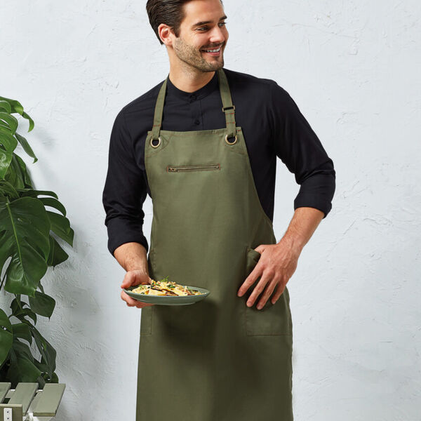 ‘Barley’ Contrast Stitch Bib Apron Thumbnail