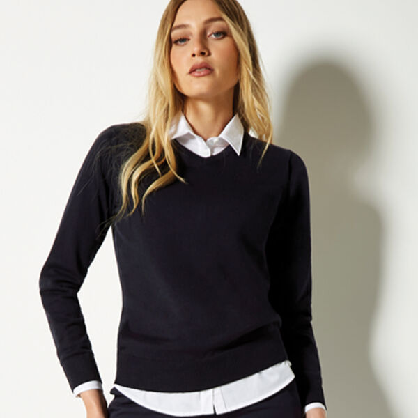 Kustom Kit Ladies Arundel Cotton Acrylic V Neck Sweater Thumbnail